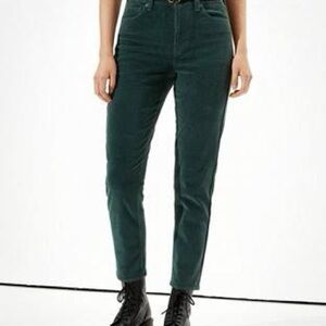 Women's Green Corduroy Mom Jeans